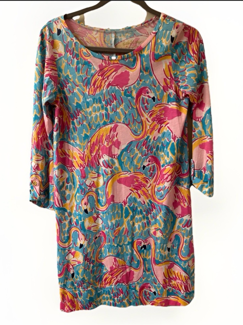Lilly Pulitzer Linden Dress "Peel and Eat" Flamingo Print Beach Resort cruise Sm